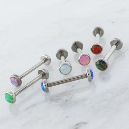 14G TITANIUM BARBELL W/ OPAL DISC