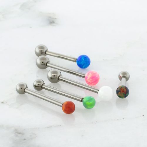 18G/ 16G STEEL BARBELL W/ OPAL BALL