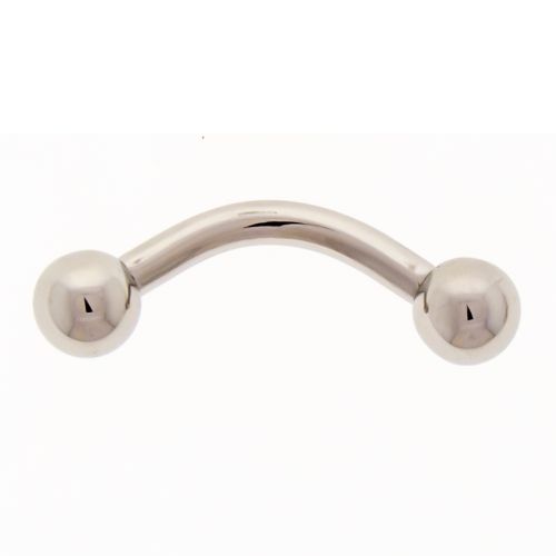 TITANIUM HAND POLISHED CURVED BARBELL INTERNALLY THREADED 14G 1/2 4MM BALL 