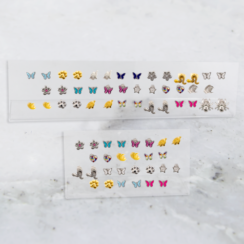 Steel Earring Stud 34 Pair Kit w/ Stands- 3