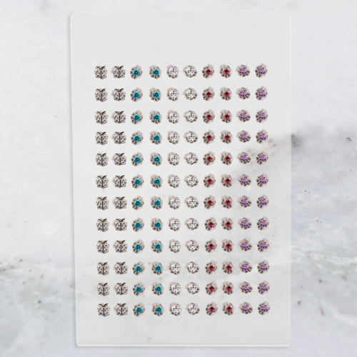 Titanium Prong Set Gem Earring Stud 60 Pair Kit w/ Stand- 3