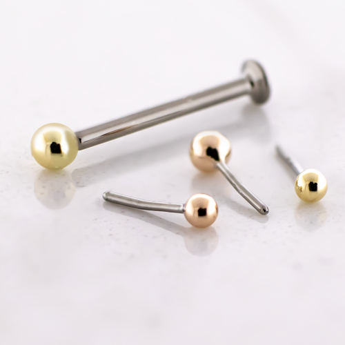 Titanium Threadless Labret Post With 14kt Ball End