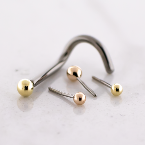 Titanium Threadless Nose Screw With 14kt Ball End