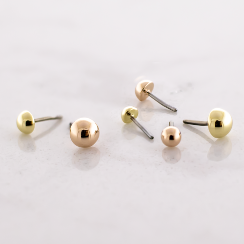 14KT Gold Threadless End - Polished Dome