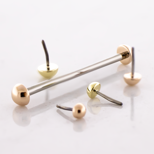 Threadless Titanium Barbell with 14kt Dome Ends