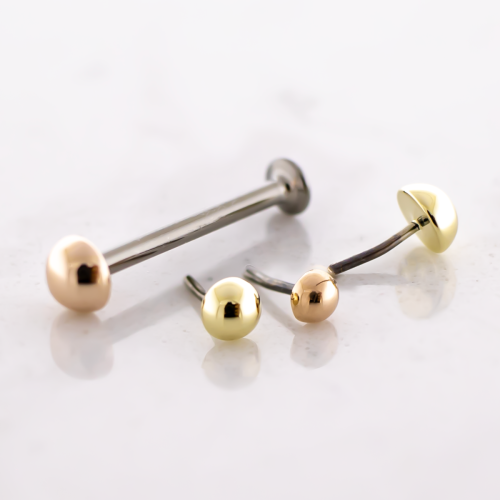 Titanium Threadless Labret Post With 14kt Dome End