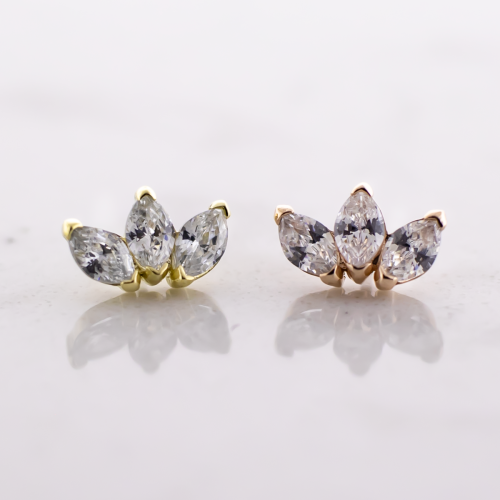 14Kt Gold Threadless End- Triple Marquise Cut CZ