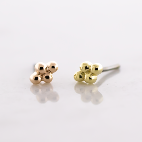 14kt Gold Threadless End - 4 Bead Cluster