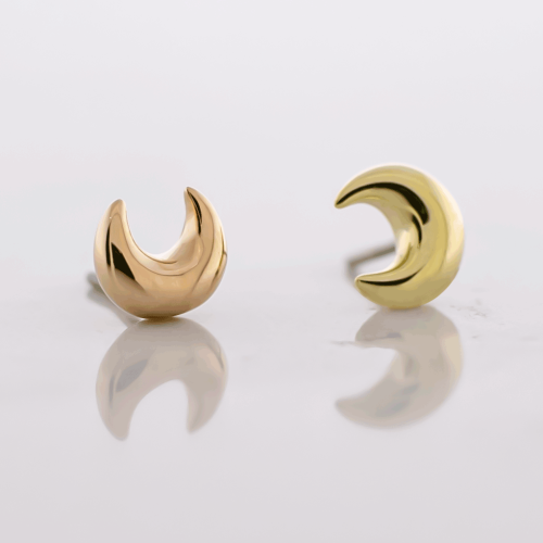 14Kt Gold Threadless End- Polished Moon