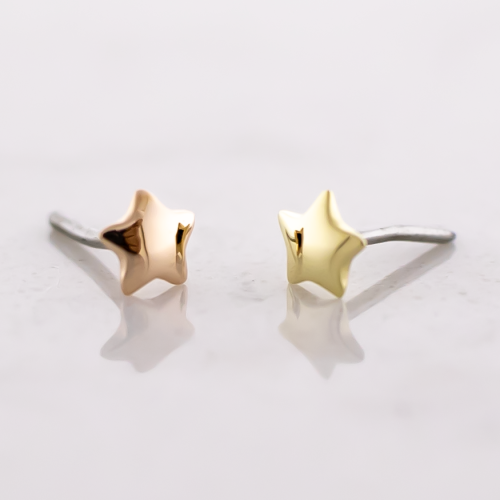 14KT Gold Threadless End - 5 Pointed Star