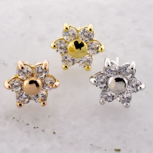 18KT Gold Threadless End - Flower w/ Premium Zirconia