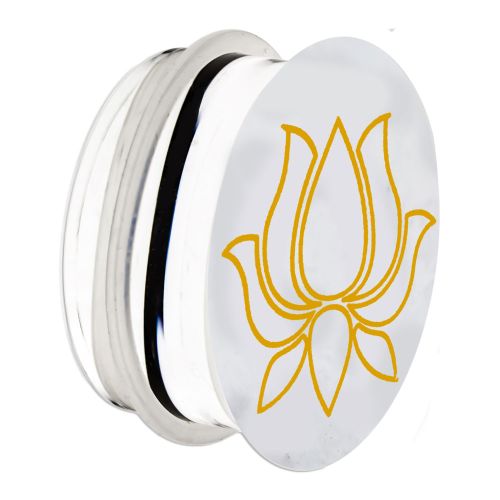 SINGLE FLARE PLUG WHITE COLOR FRONT W/ GOLD LOTUS DECAL 0G