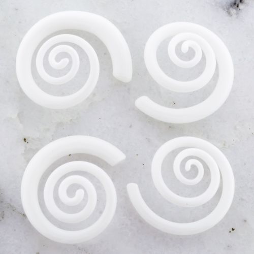 WHITE 3D SPIRAL GLASS EAR HANGER