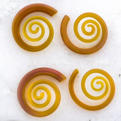 YELLOW THAI 3D SPIRAL GLASS EAR HANGER