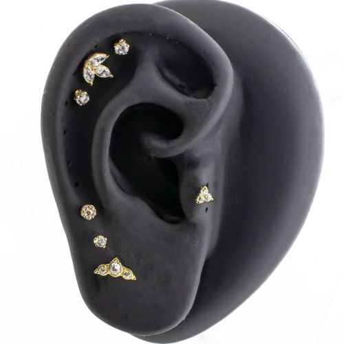 18KT Gold Threadless- Gold Dust Woman Ear Curation 