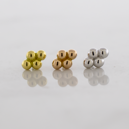 18kt Gold Threadless 4 Bead Cluster End