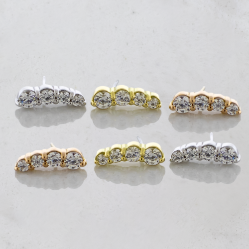 18kt Gold Threadless Cascading Premium Zirconia Cluster