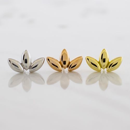 18kt Gold Threadless Solid Triple Marquise End