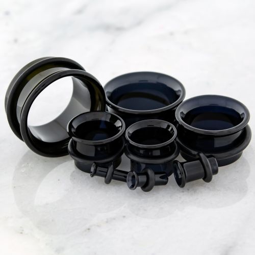 PAIR BOROSILICATE GLASS BLACK TUNNEL