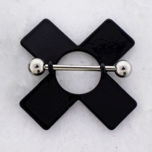 14G BLACK TAPE EFFECT NIPPLE BARBELL