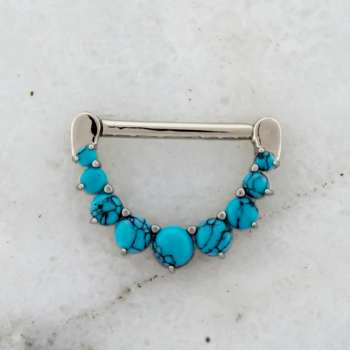 TURQUOISE HOWLITE NIPPLE CLICKER STIRRUP