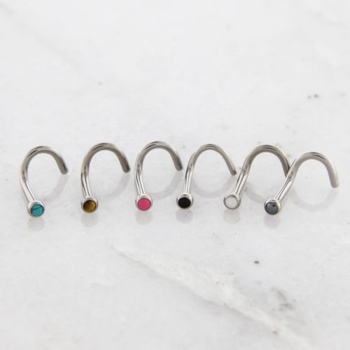 Steel Bezel Set Cabochon Nose Screws