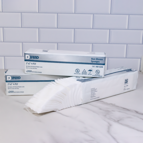 2x2 Non-Sterile Gauze Sponges – 4-Ply Rayon/Polyester Blend (200 per Sleeve)