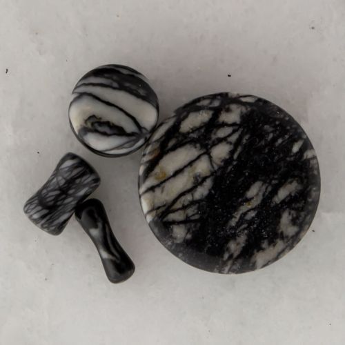 BLACK NET JASPER STONE PLUGS