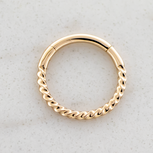 14Kt Gold Hinged Ring - Small Twisted design