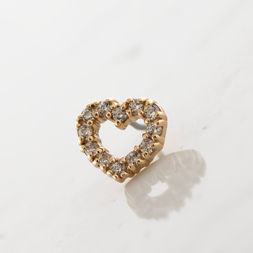 14Kt Gold Threadless End - CZ Heart