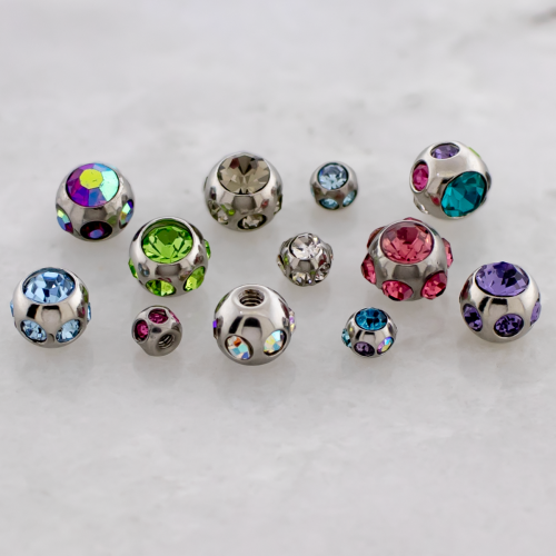 Steel Externally Threaded End - Satellite Gem Balls 14G-16G