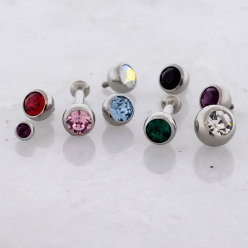 16G/ 18G Steel Internally Threaded Labret w/ Gem Ball End