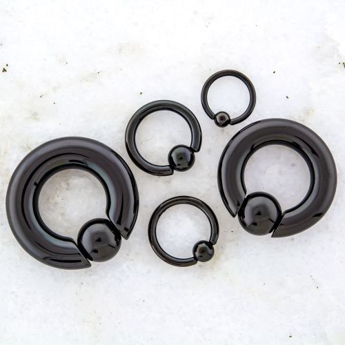 2G - 18G Black PVD Coated Steel Captive Bead Rings