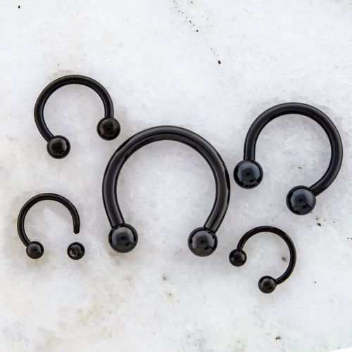 BLACK EXTERNALLY THREADED HORSESHOES