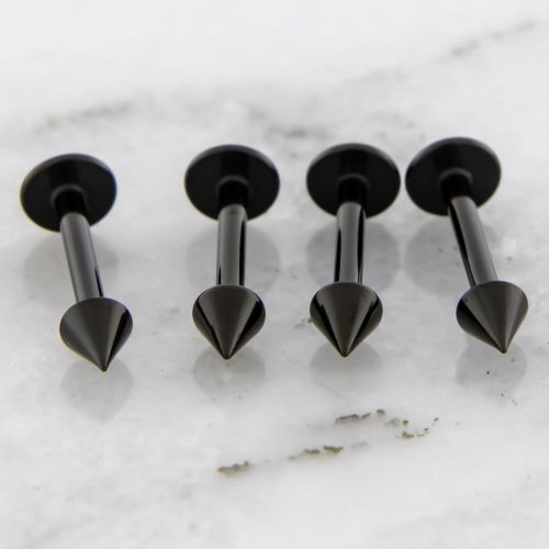 BLACK EXTERNALLY THREADED LABRET W/ CONE