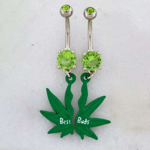 14G BEST BUDS  POT LEAF BELLY RING