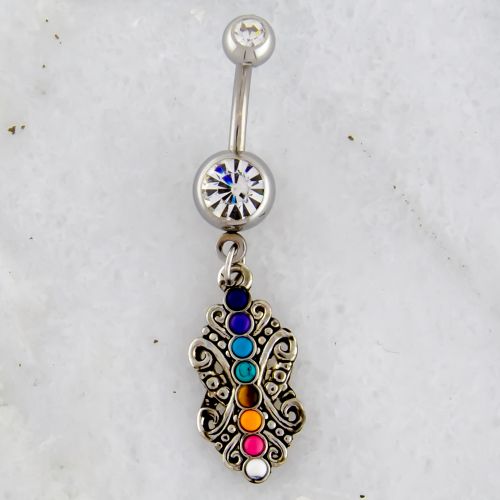 Filigree Chakra Stone Belly Ring