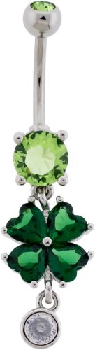 Shamrock Gem Dangle Navel Ring-1.6MM (14G)-10MM (3/8")