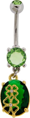 Gem w/ Clover Cutouts Navel Ring-1.6MM (14G)-10MM (3/8")