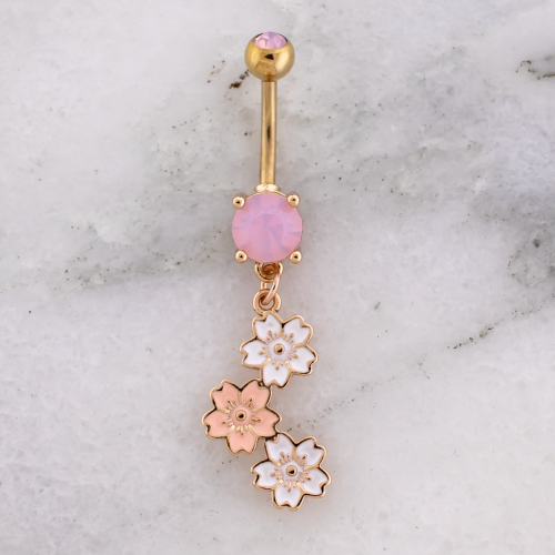 14G Navel Barbell Cherry Blossoms