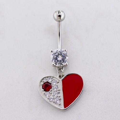 14G Two Toned Heart Navel Ring