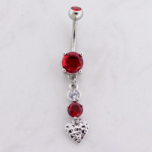 14G Triple Heart Dangle Navel Ring