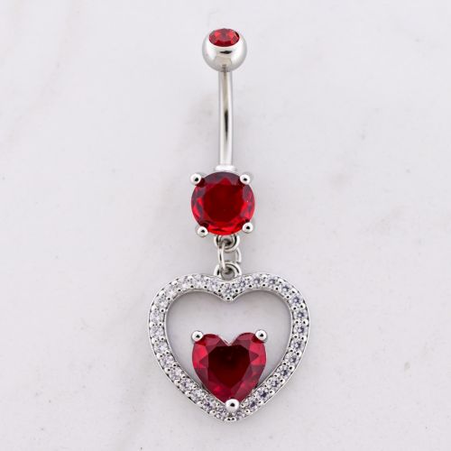 14G Gem Hearts Navel Ring