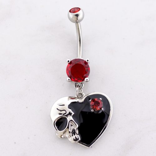 14G Skull Heart Navel Ring