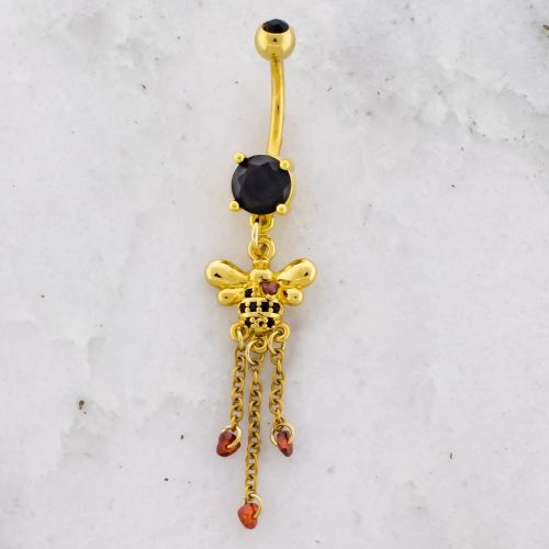 Bee w/ Heart Dangle Navel Ring