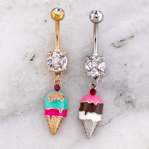 14G Navel Barbell w/ Ice Cream Cone