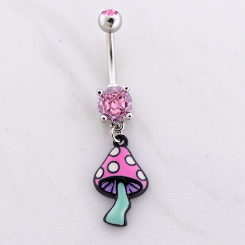 14G Mushroom Charm Navel Ring