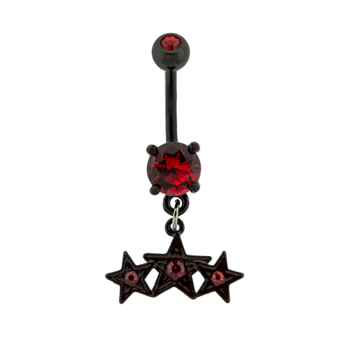 PENTAGRAM STAR NAVEL RING-RED