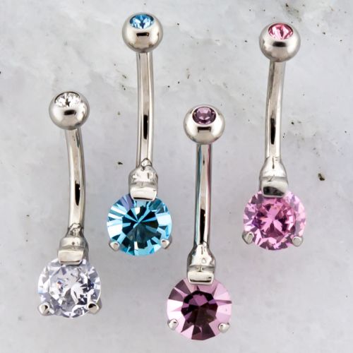 14G STEEL INTERNAL DOUBLE GEM NAVEL RINGS