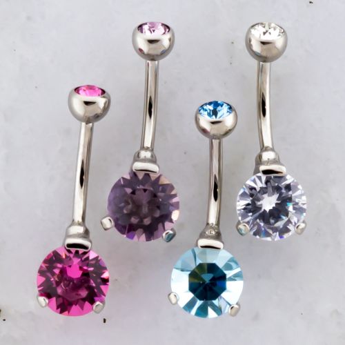 14G STEEL INTERNAL DOUBLE GEM NAVEL RING